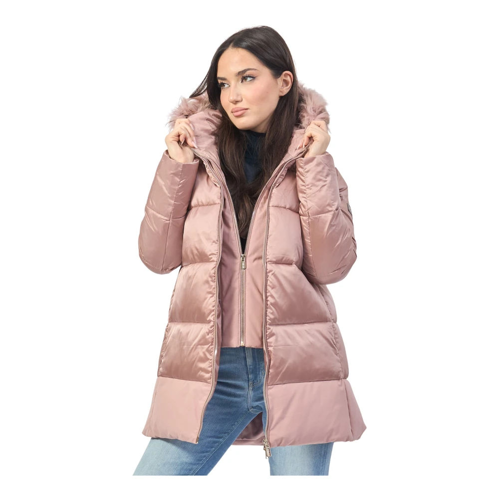 YES ZEE Roze gewatteerde jas met nepbont Pink Dames