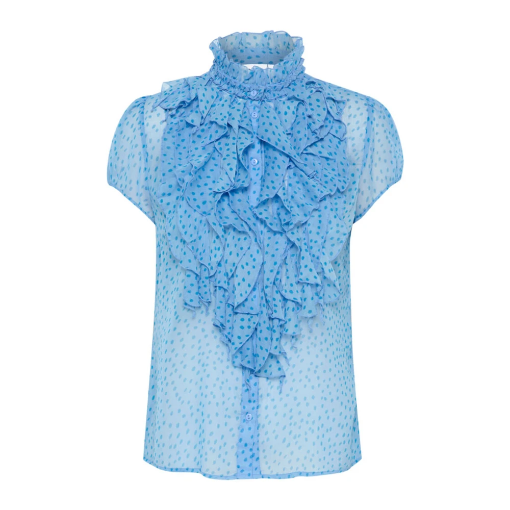Saint Tropez Crinkle SS Shirt Provence Drea Dot Blue Dames