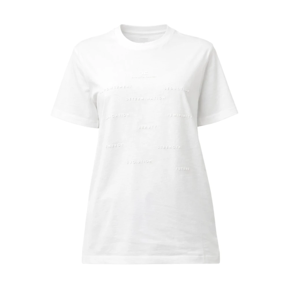 Elisabetta Franchi White Logo-Embossed T-Shirt - Female - T-Shirts - 2XL - Tops