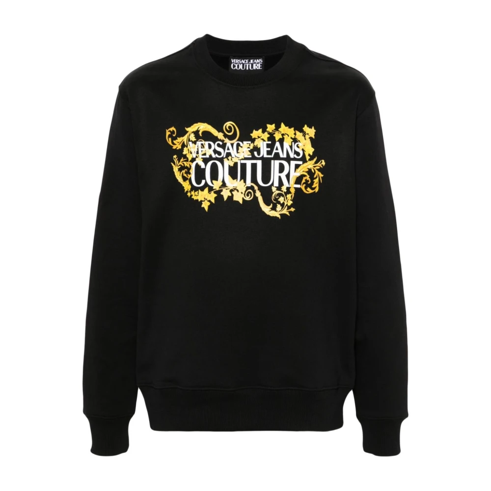 Versace Jeans Couture Logo Print Crew Neck Sweater Black, Herr