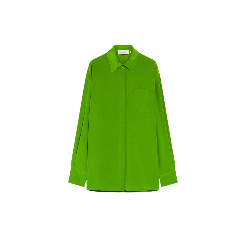 SPORTMAX Groene Zijden Shirt Comfort Fit Green Dames