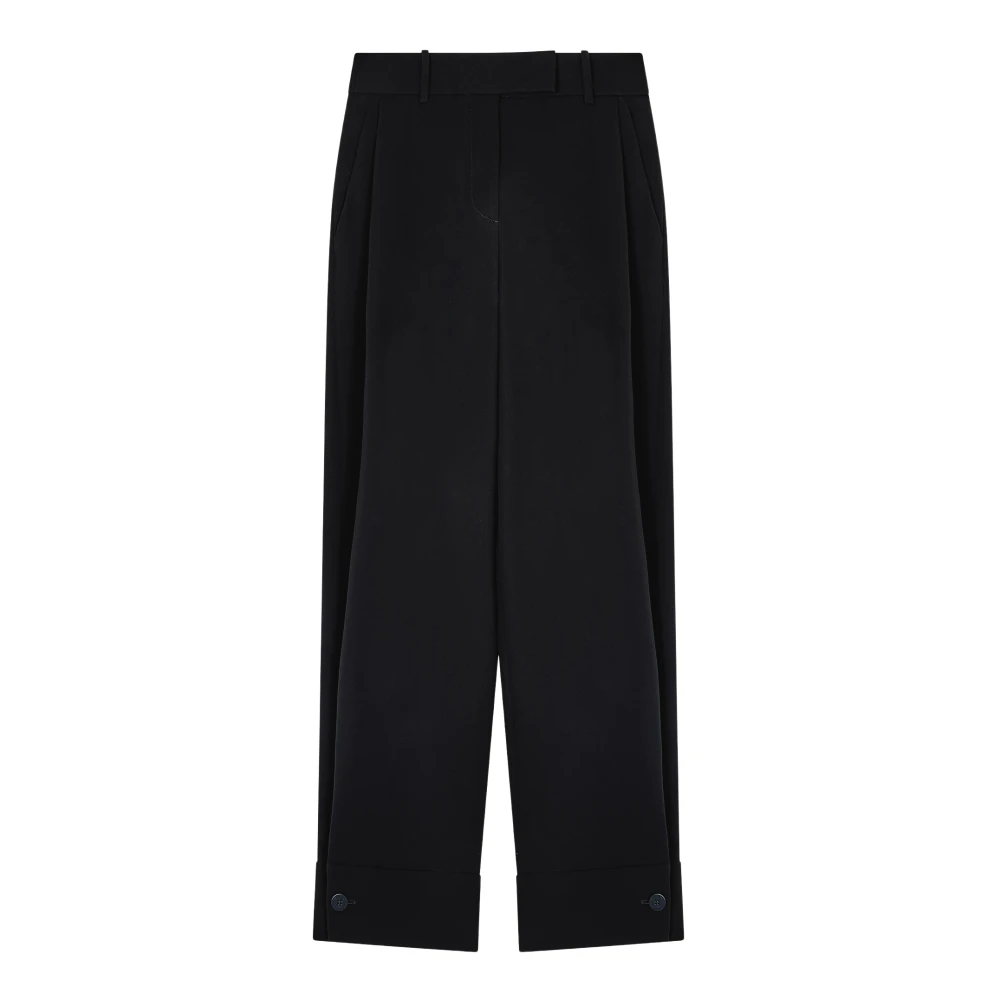 Giorgio Armani Women's Black Wide Trousers, S, Silk Cady Trousers With Pleats