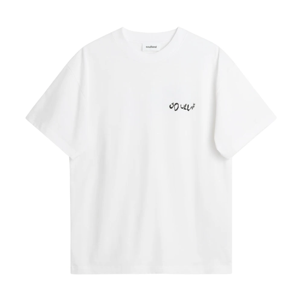 Soulland Biologisch Katoenen T-shirt met Kunstwerk White Unisex
