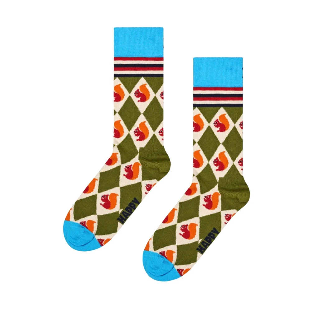 Happy Socks Argyle Eekhoorn Patroon Sokken Multicolor Heren