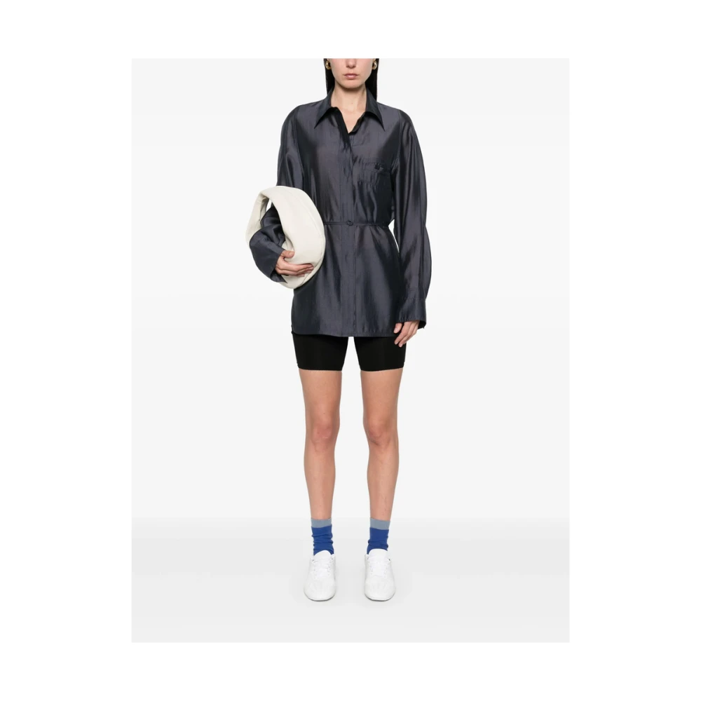 LOW Classic Blauw-Grijs Klassiek Overhemd met Borstzak Blue Dames