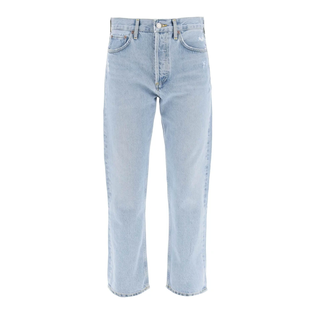 Agolde Ljusblå Parker Jeans med Slitna Detaljer Blue, Dam