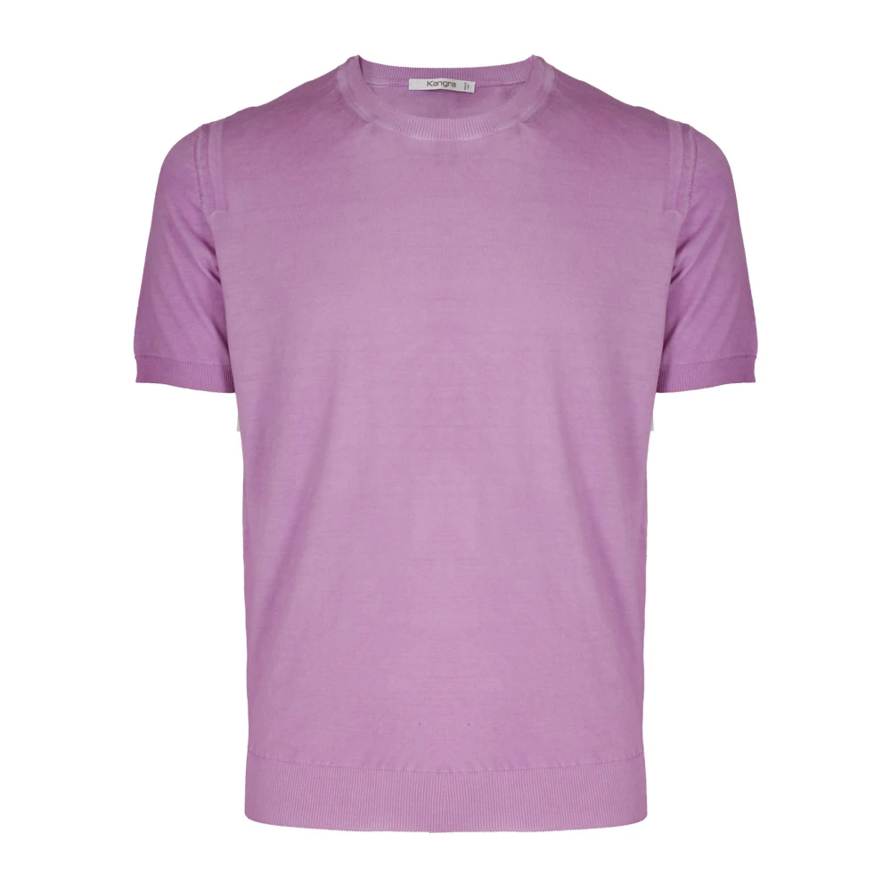 Kangra Vintage Cotton Maco Style Shirt Purple Heren