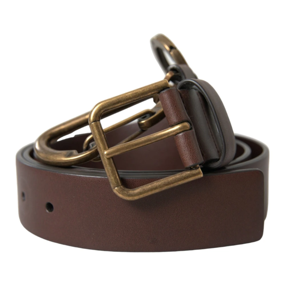 Dolce & Gabbana Luxe Leren Riem met Metalen Gesp Brown Heren