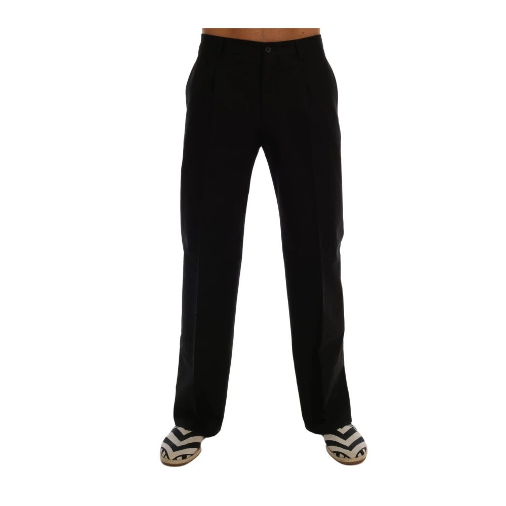Dolce & Gabbana Elegante Zwarte Katoenen Stretch Broek Black Heren