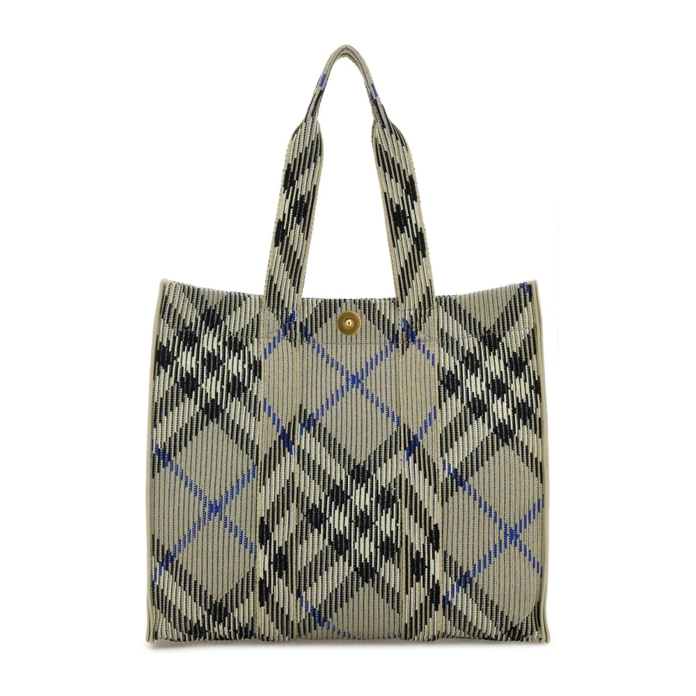 Burberry Women's Embroidered Canvas Medium Check Shopping Bag