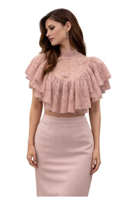 Ruffled Lace Crop Top