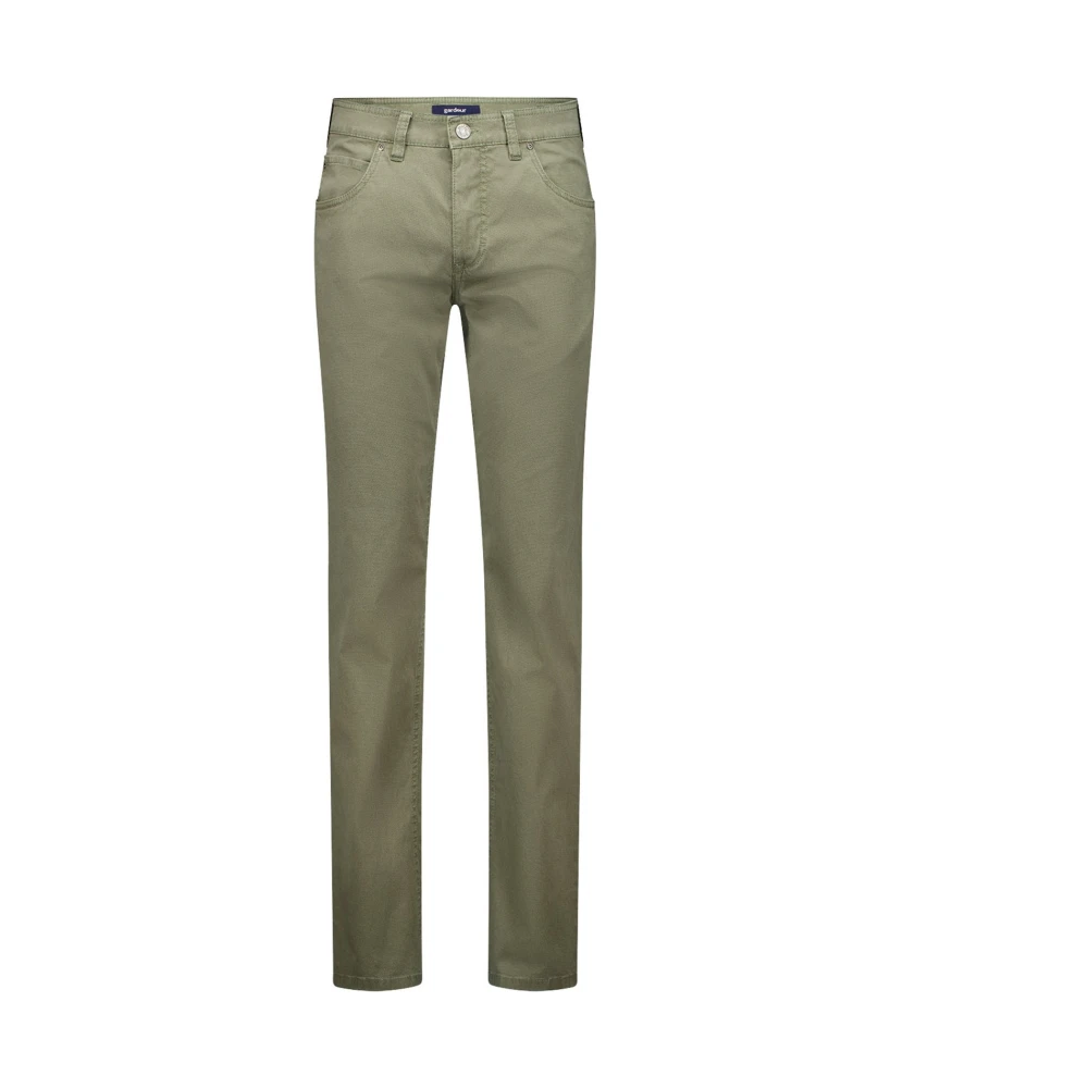 Gardeur Groene katoenen chino slim fit broek Green Heren