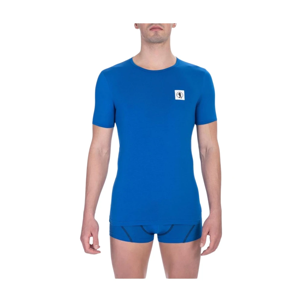 Bikkembergs Men's Blue Underwear, S, Merino Wool Crew Neck T-Shirt