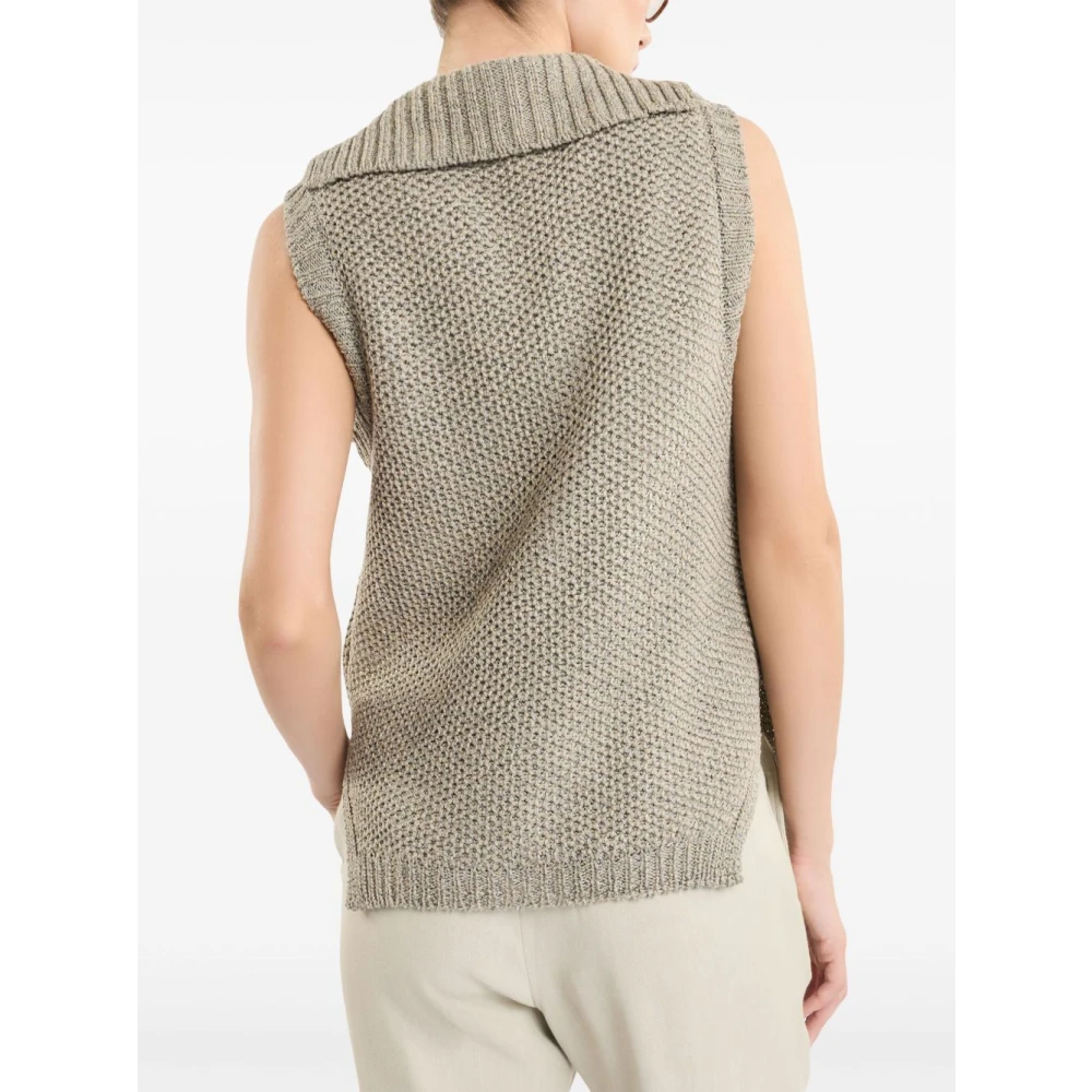 Fay Ribbel Trim Taupe Grijs Sweater Gray Dames