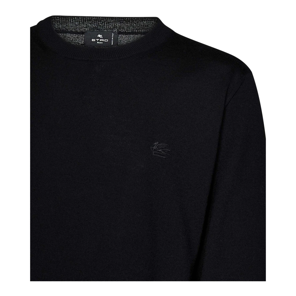 ETRO Zwarte wollen trui met logoborduursel Black Heren