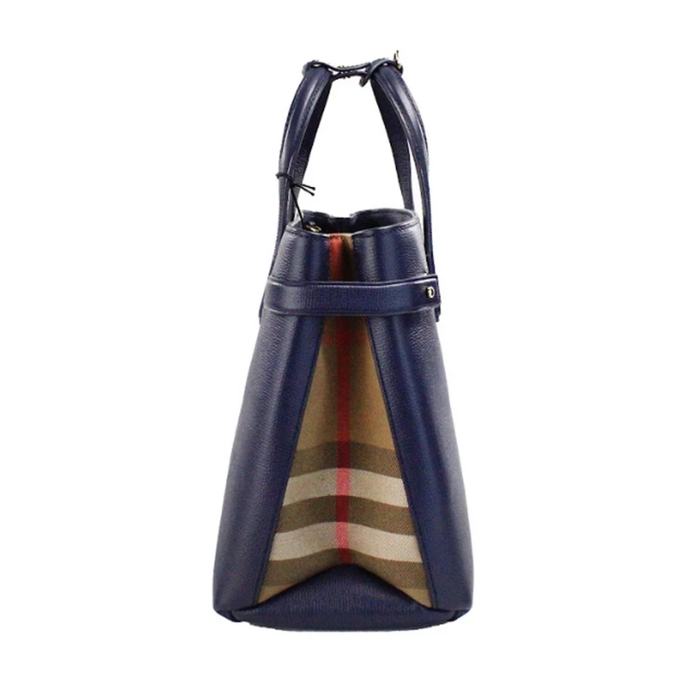 Burberry Blauwe Leren Tote Crossbody Handtas Blue Dames