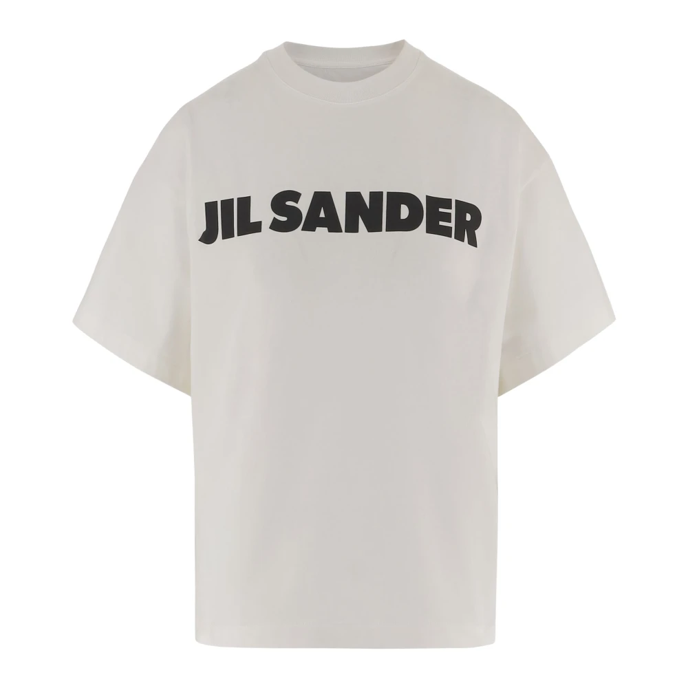 Jil Sander Women's White T-Shirts, M, Cotton T-Shirt With Logo