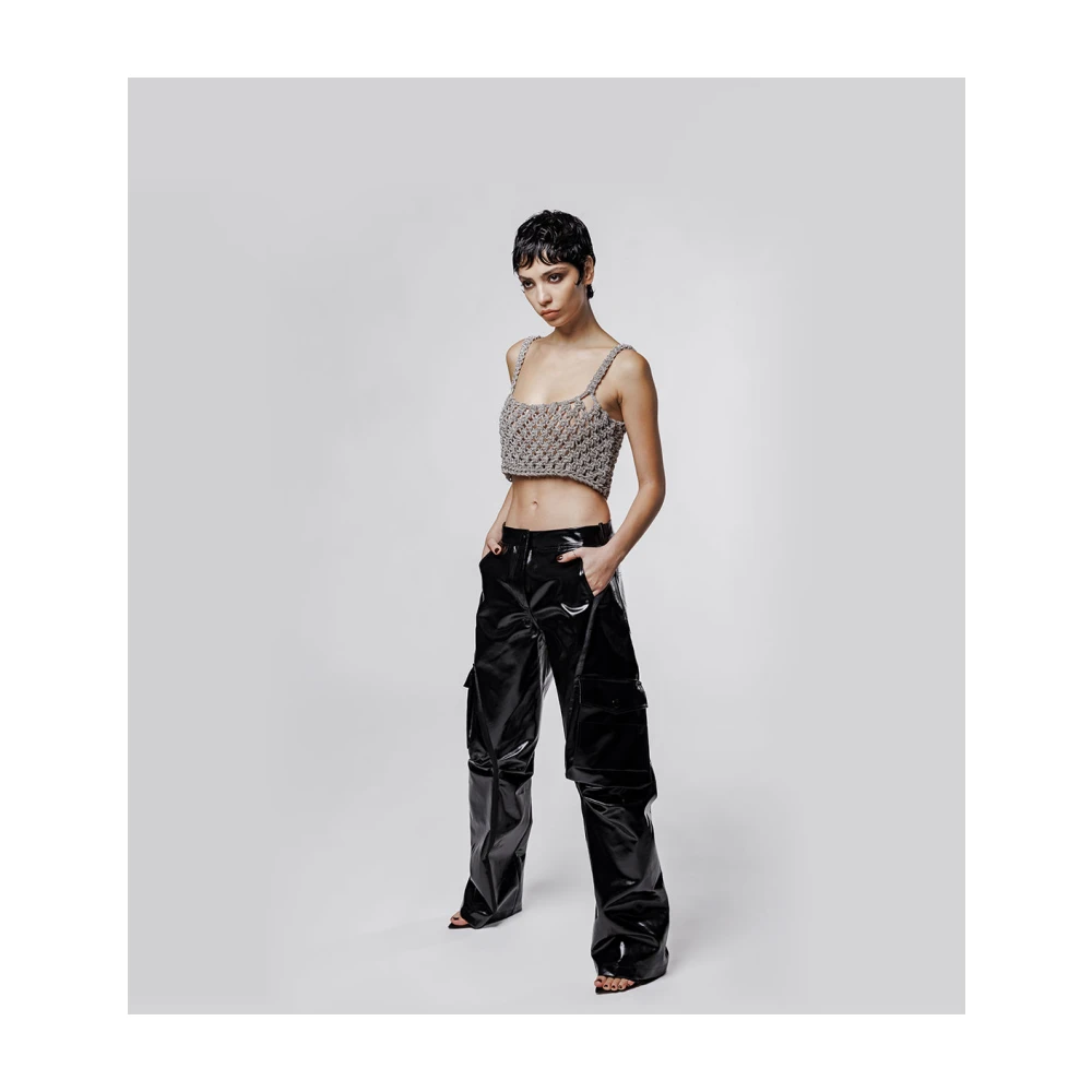 Hibourama Handgeweven Diamanten Top met Edelstenen Gray Dames