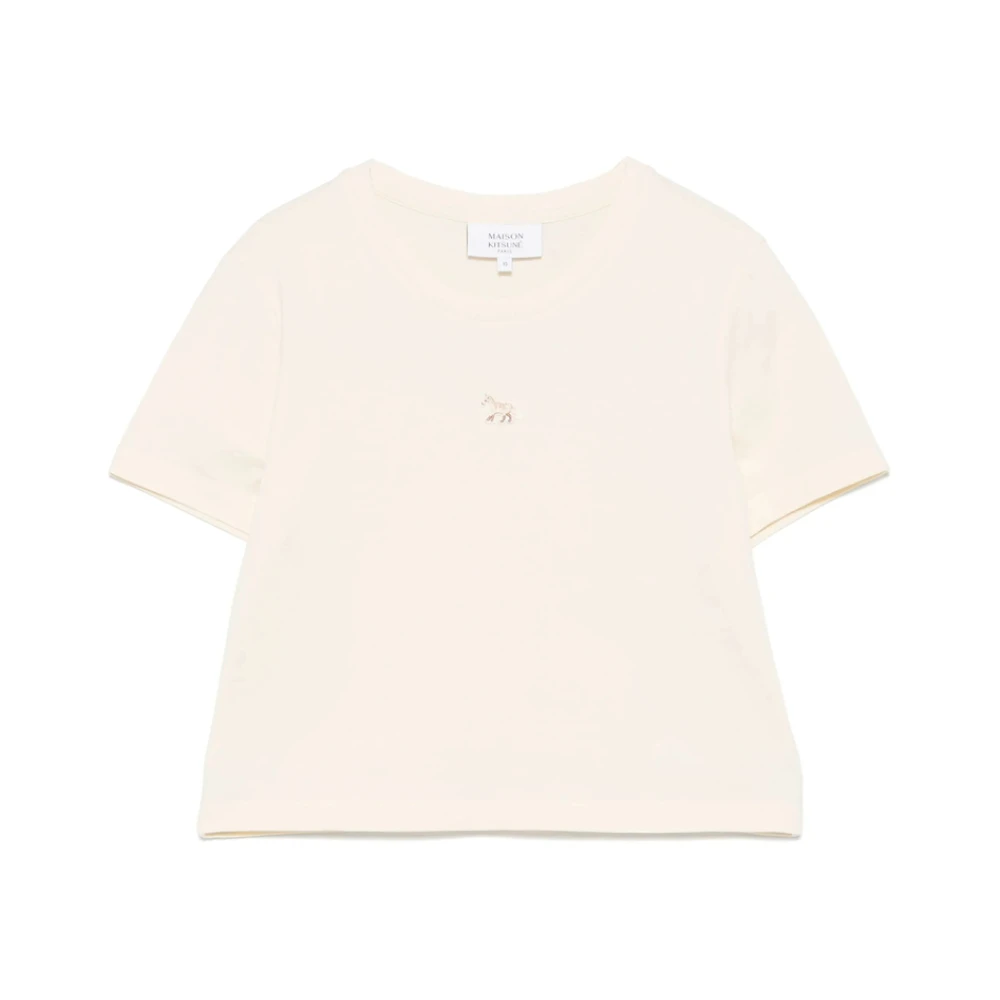 Maison Kitsuné Beige Crew Neck Short Sleeve T-shirt Beige Dames