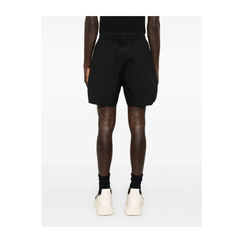 Rick Owens Zwarte Canvas Elastische Trekkoord Shorts Black Heren