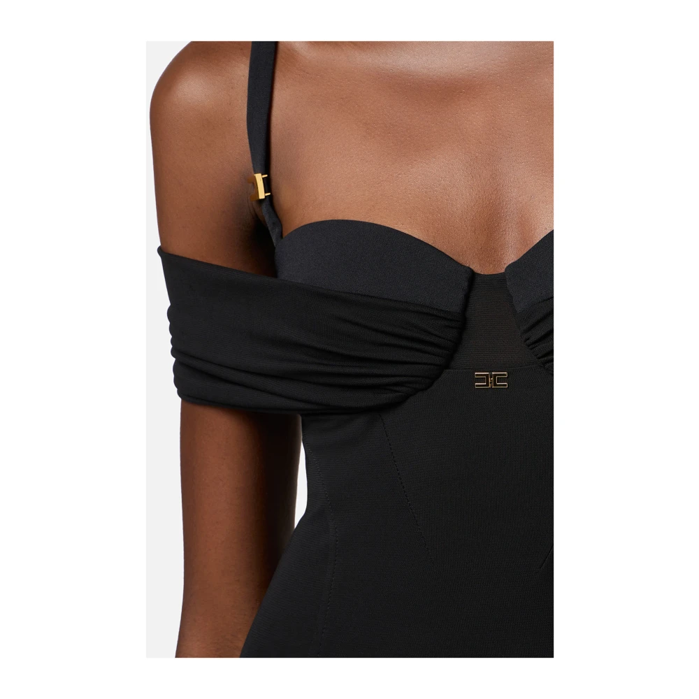 Elisabetta Franchi Zwarte Elegante Jurk Black Dames