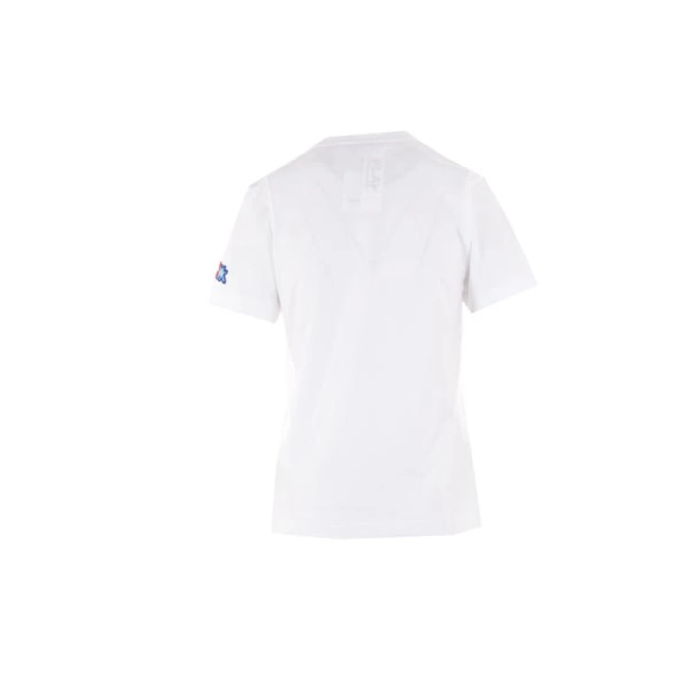 Comme des Garçons Play Witte T-shirt met Pixel Logo Patch White Dames