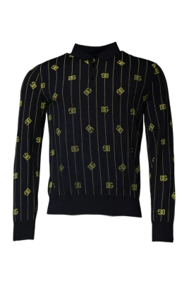 Svart Monogram Ulltröja Italien Tillverkad