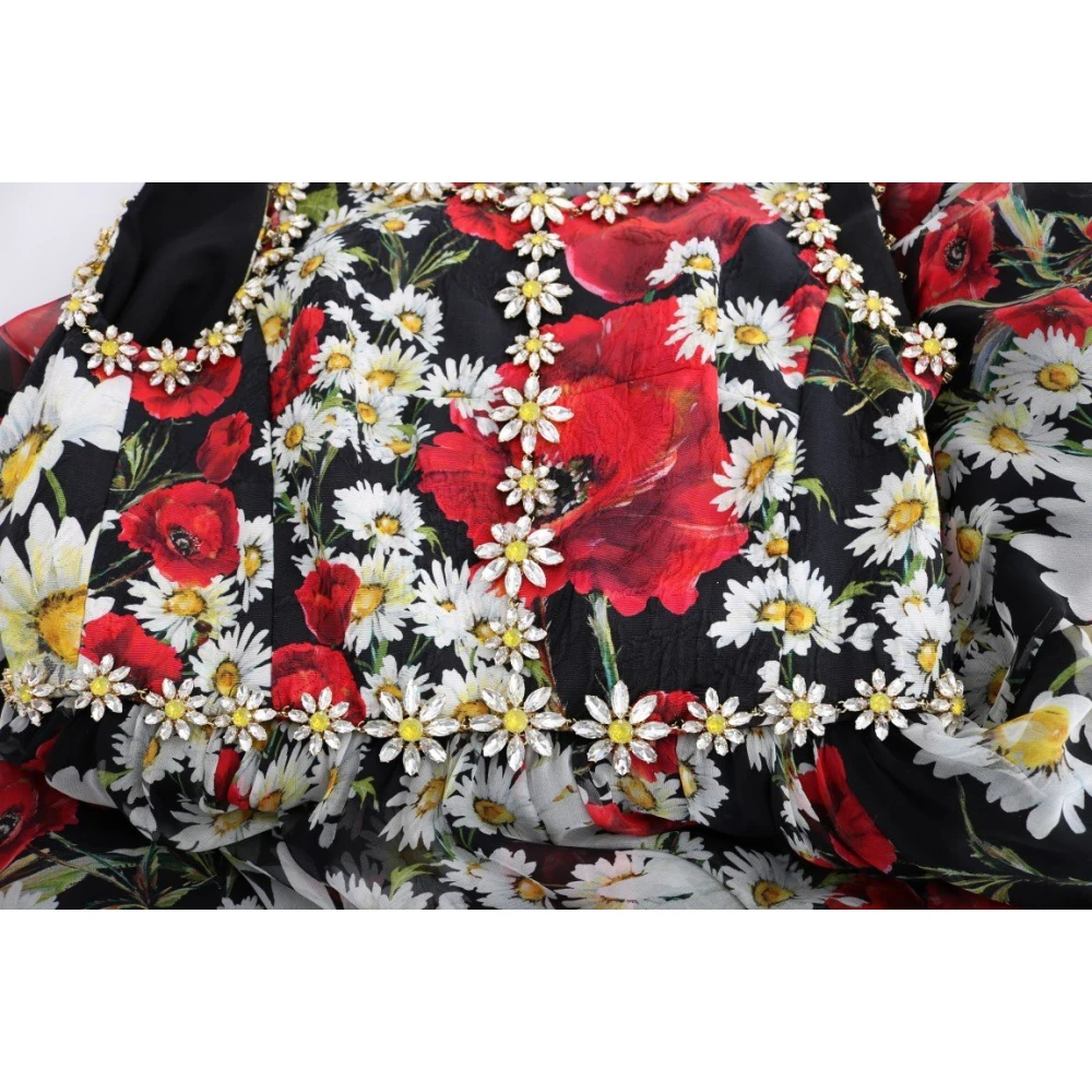 Dolce & Gabbana Bloemenkristal Lange Maxi Jurk Multicolor Dames