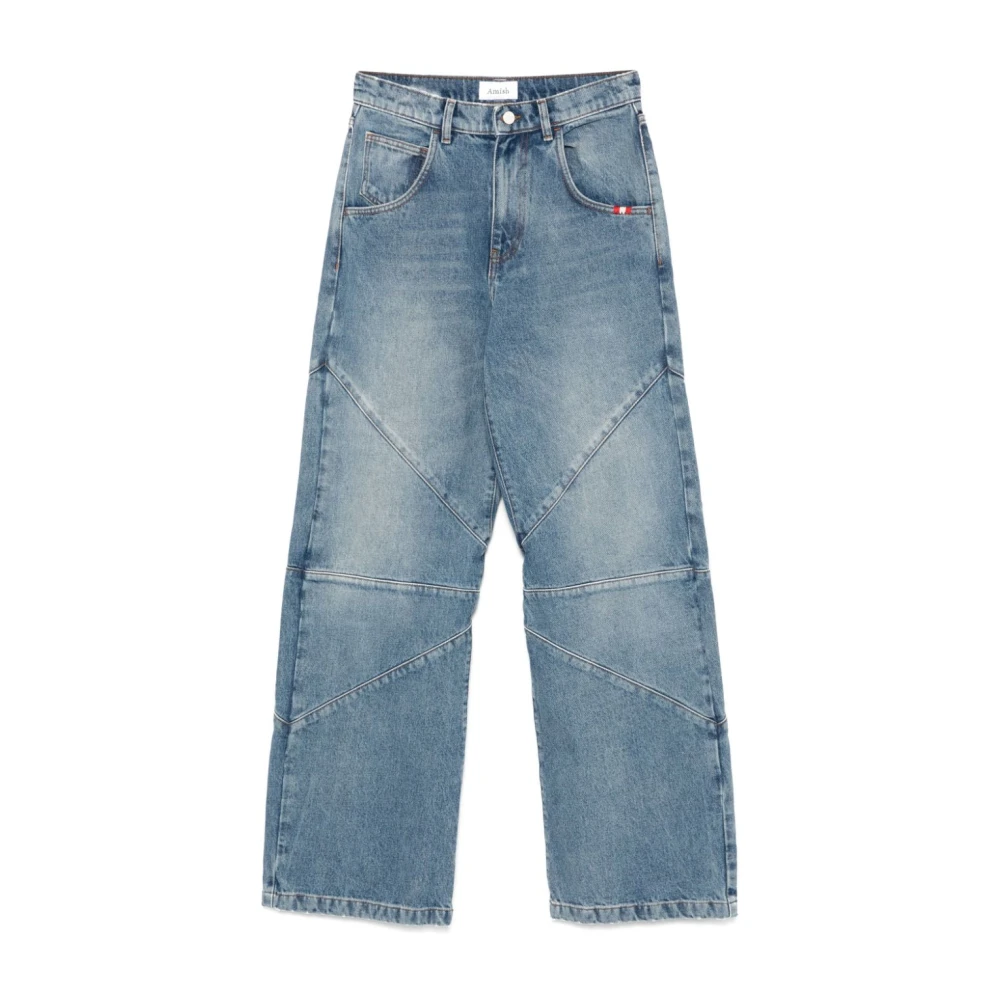 Amish Indigo Blauwe Denim Jeans Rechte Pijp Blue Dames