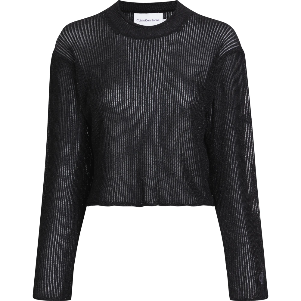 Calvin Klein Zwarte Metallic Trui Kwaliteit Gegarandeerd Black Dames