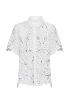 Camicia con lavorazione ornamentale e maniche corte