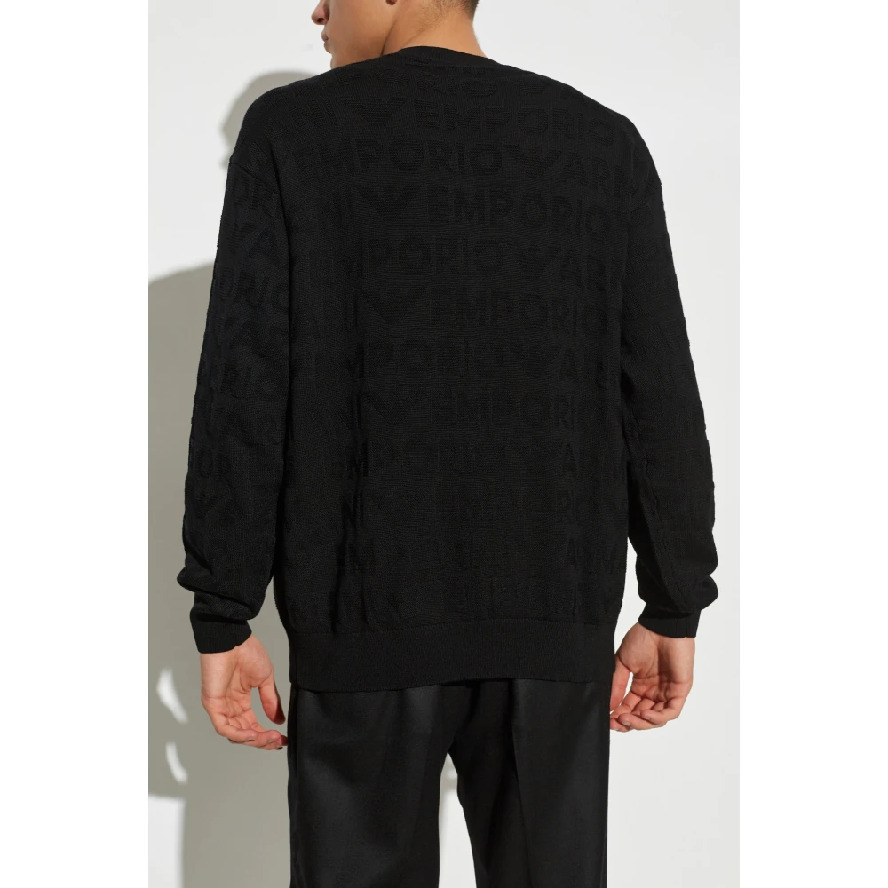 Emporio Armani Wollen trui met monogram Black Heren