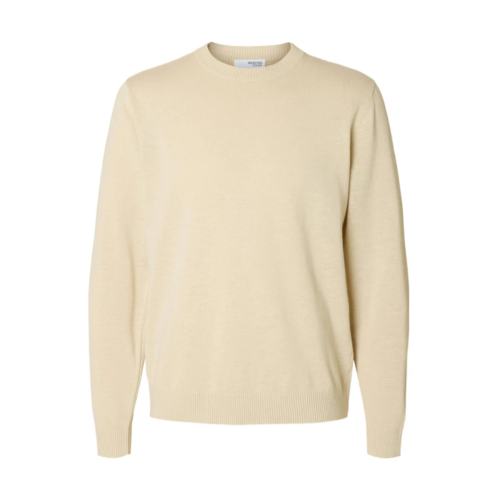 Selected Homme Gebreide Crew Neck Sweatshirt Beige Heren