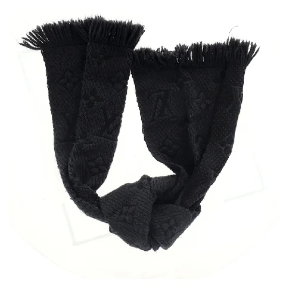 Louis Vuitton Vintage Pre-owned Wool scarves Black Dames