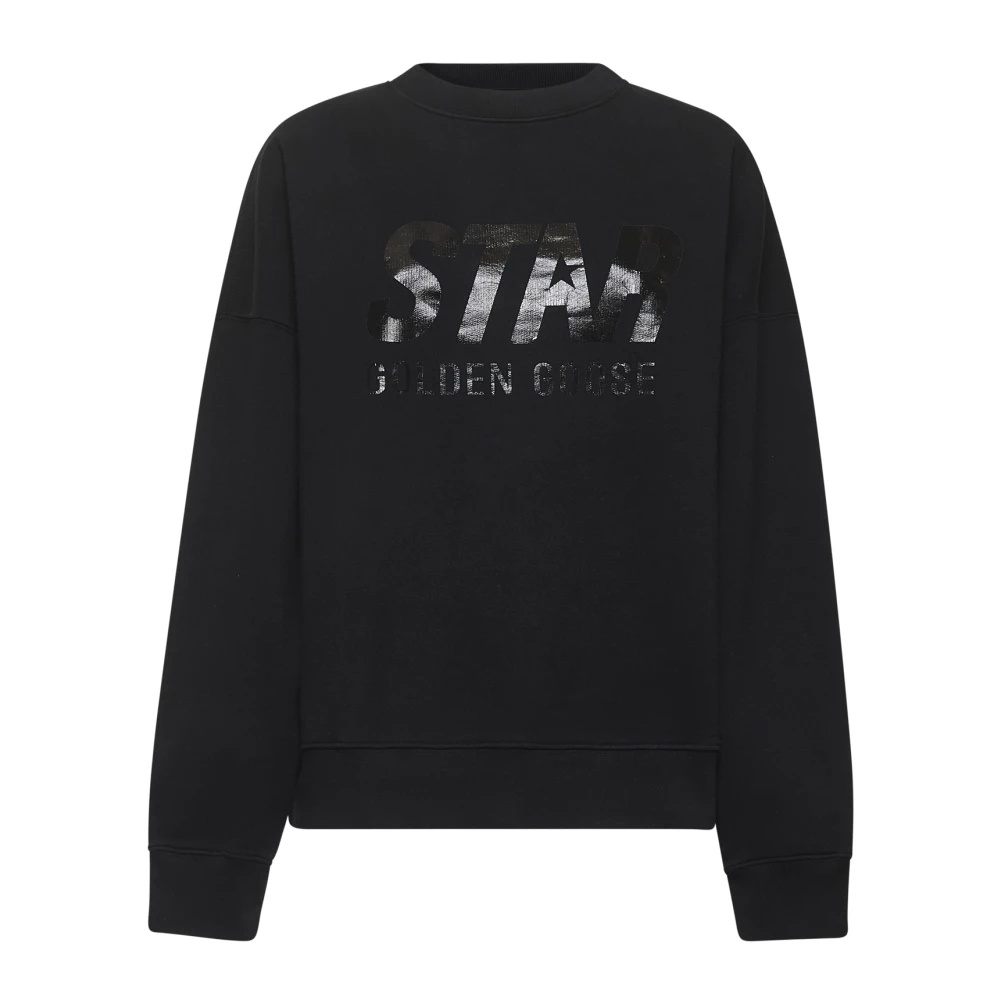 Golden Goose Zwarte sweater met folielogo-opdruk Black Dames