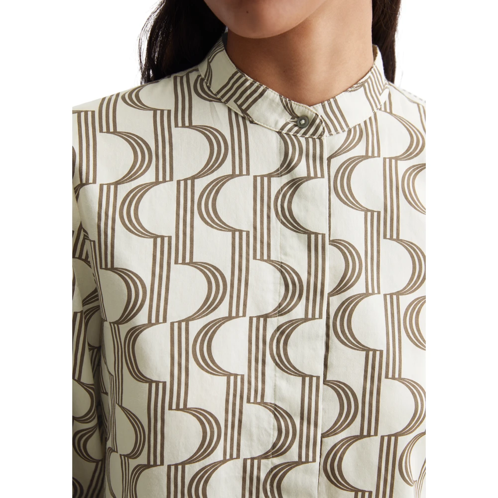 Marc O'Polo Blouse met norHeren opstaande kraag Beige Dames