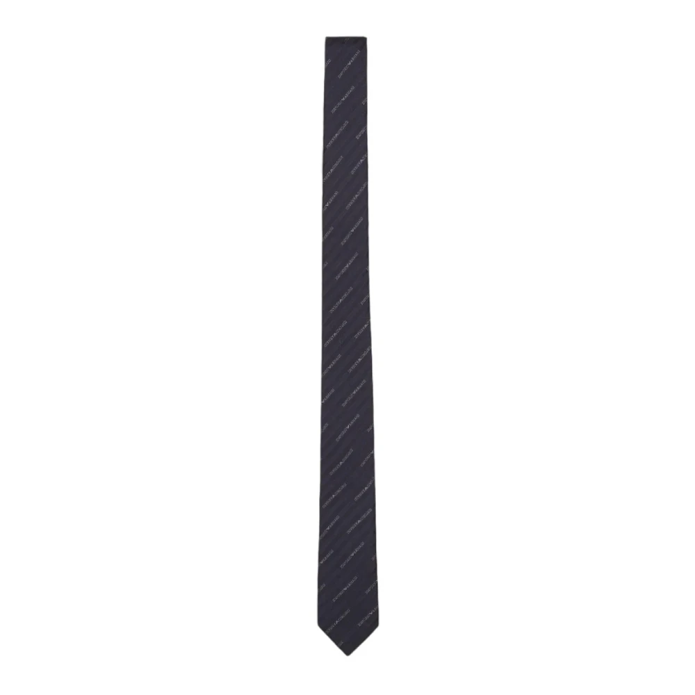 Emporio Armani Mannelijk Blauw Accessoires Heren, One Size, Pure Silk Tie Met Jacquard Logo Overal