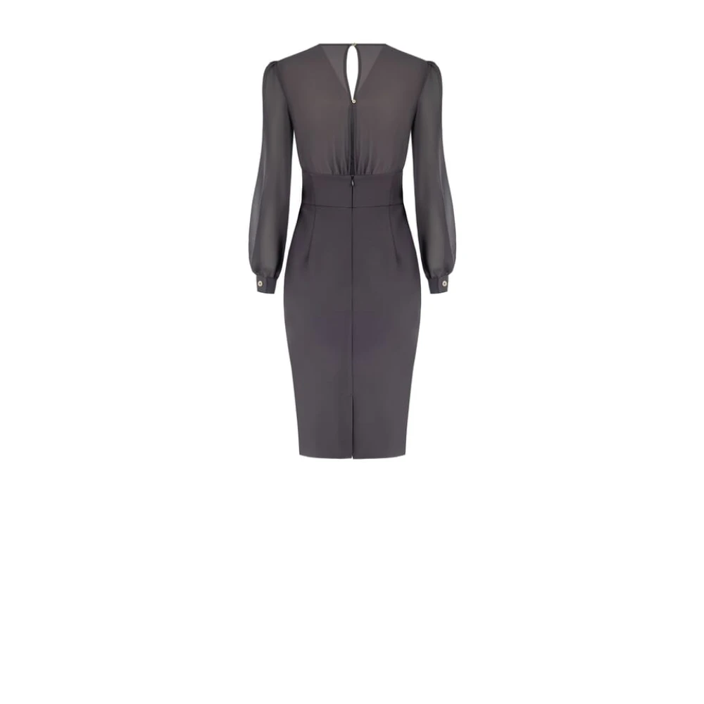 RINASCIMENTO Georgette Sheath Jurk met Scuba Crepe Rok Gray Dames