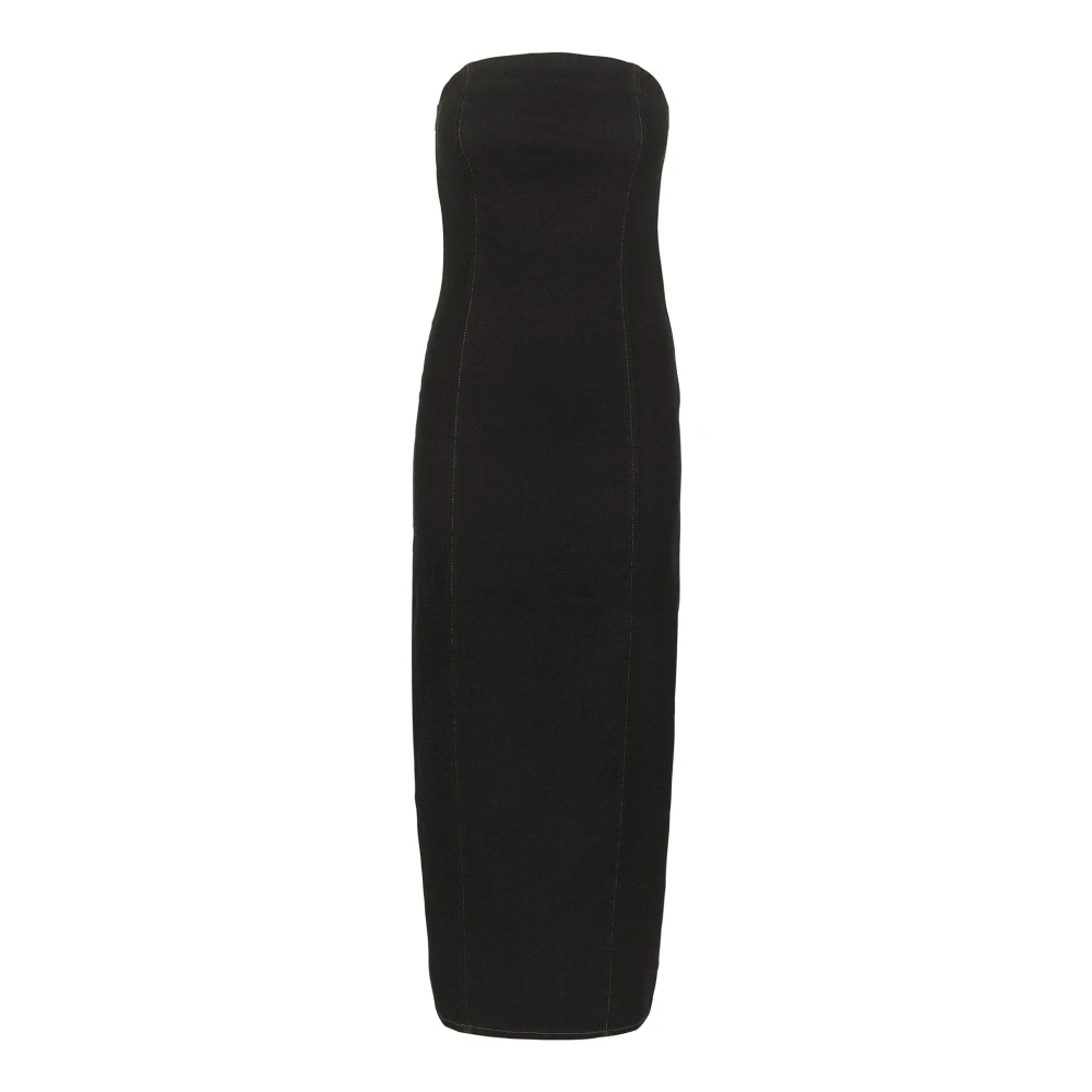Gestuz Elegante Lange Jurk Donker Zwart Wassen Black Dames