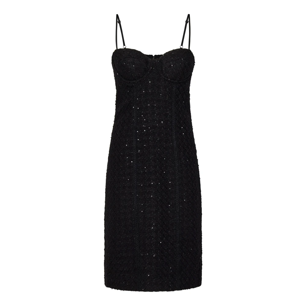 Rotate Birger Christensen Zwarte Jurk met Sweetheart Halslijn en Split aan de Achterkant Black Dames