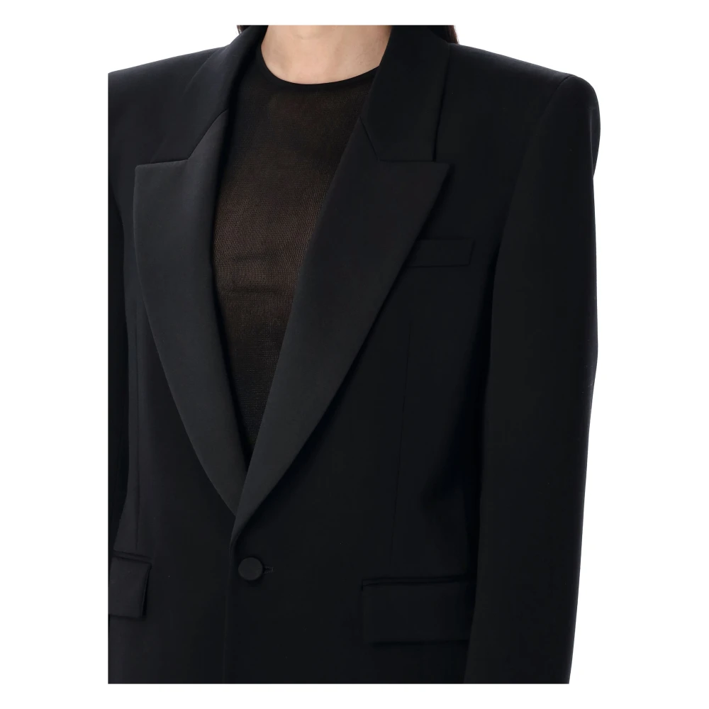 Saint Laurent Grain de Poudre Tuxedo Jas Black Dames