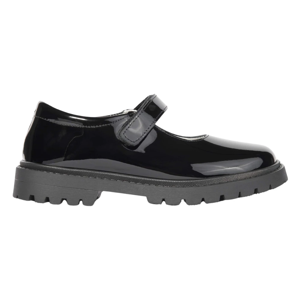 Andanines Women's Black Patent Leather Chunky Mary Jane Shoes