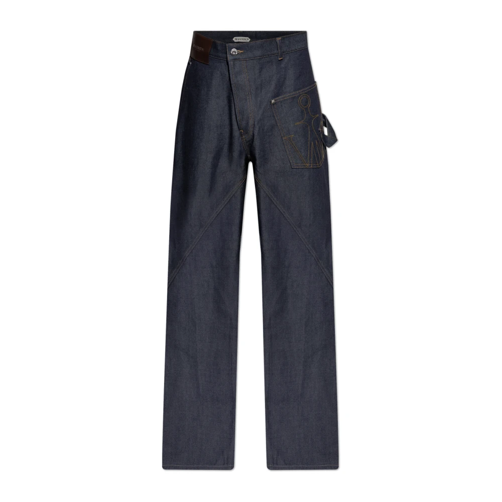 Jw Anderson , Straight Fit Jeans, Male, Blue, W34, Twisted Workwear Denim Jeans