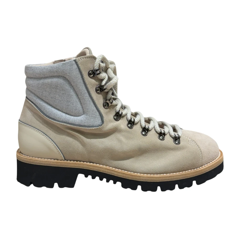 Eleventy Herren Beige Schnürstiefel Mit Reißverschluss