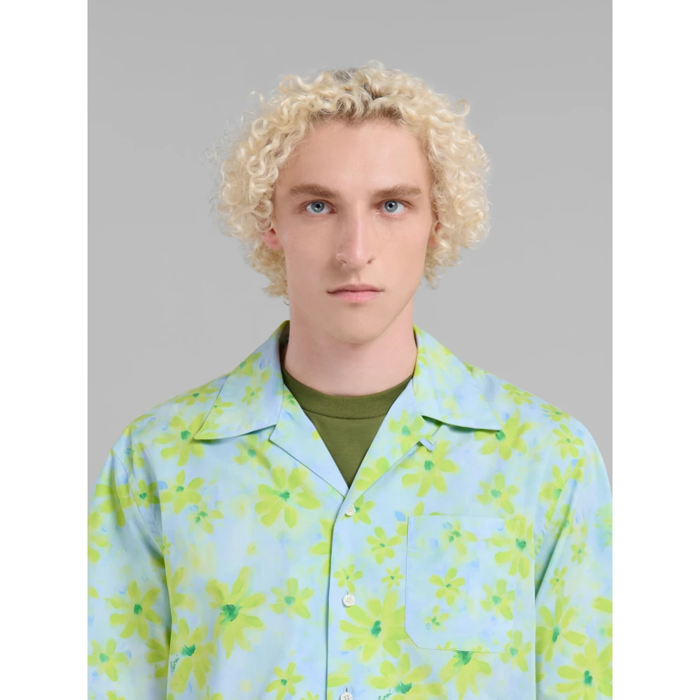 Marni Poplin bowling shirt met parade print Multicolor Heren