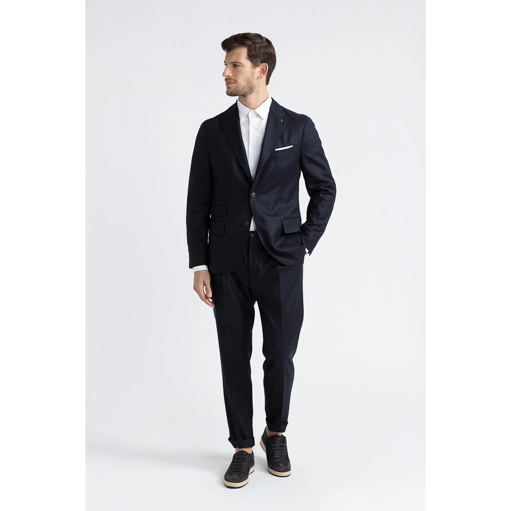 PESERICO Puur wollen broek met zakken Blue Heren