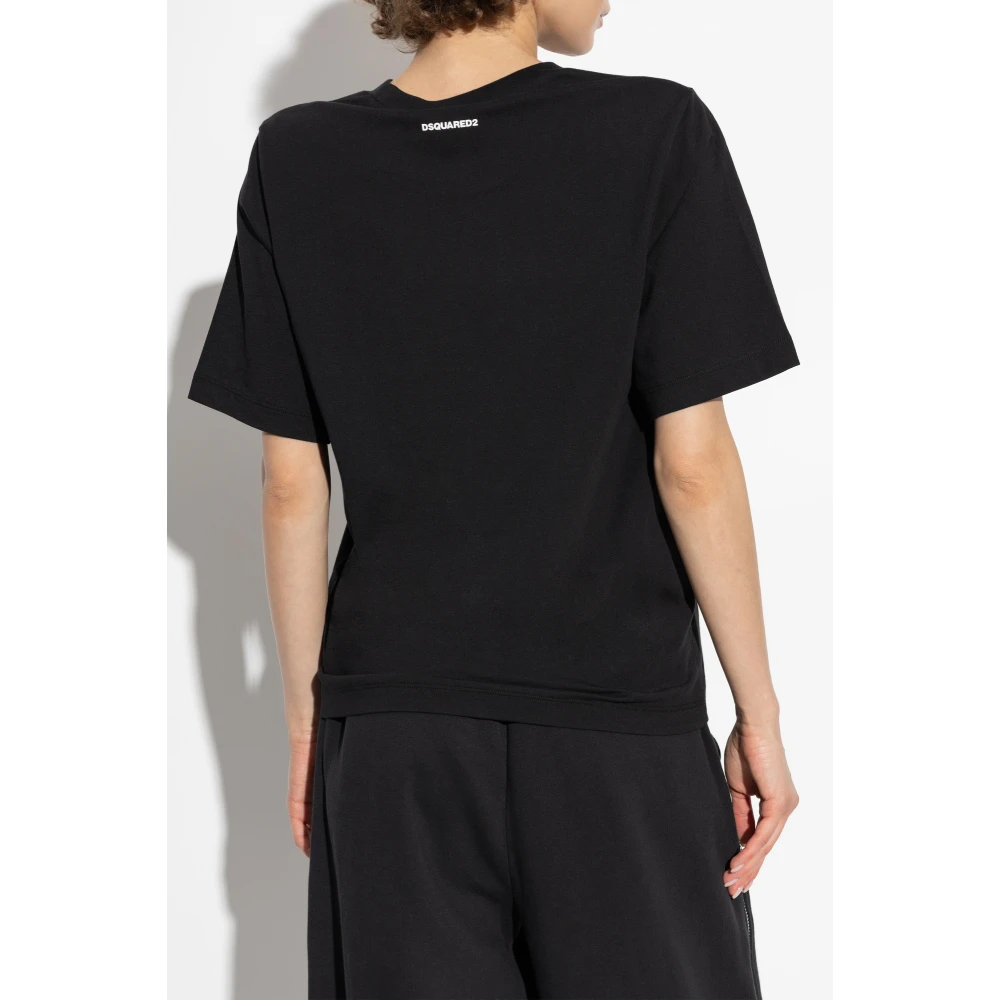 Dsquared2 T-shirt met applicatie Black Dames