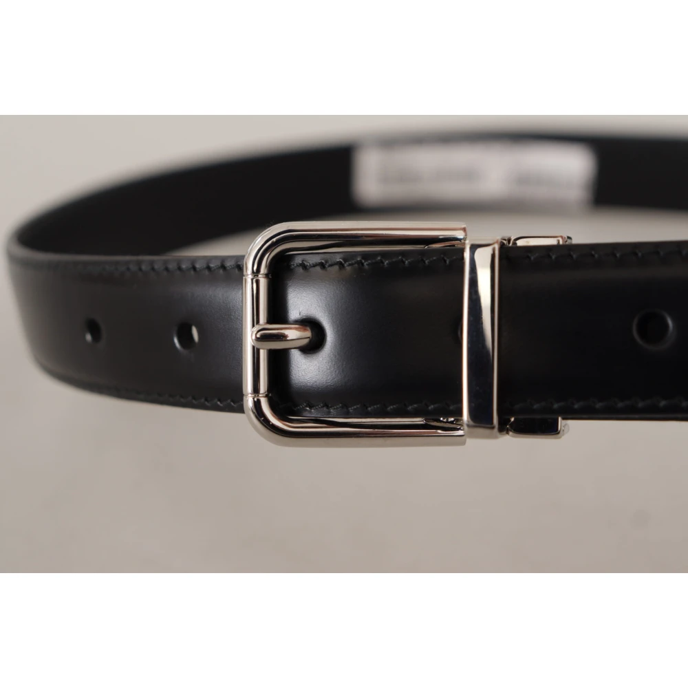 Dolce & Gabbana Zwarte Leren Riem met Metalen Gesp Black Heren
