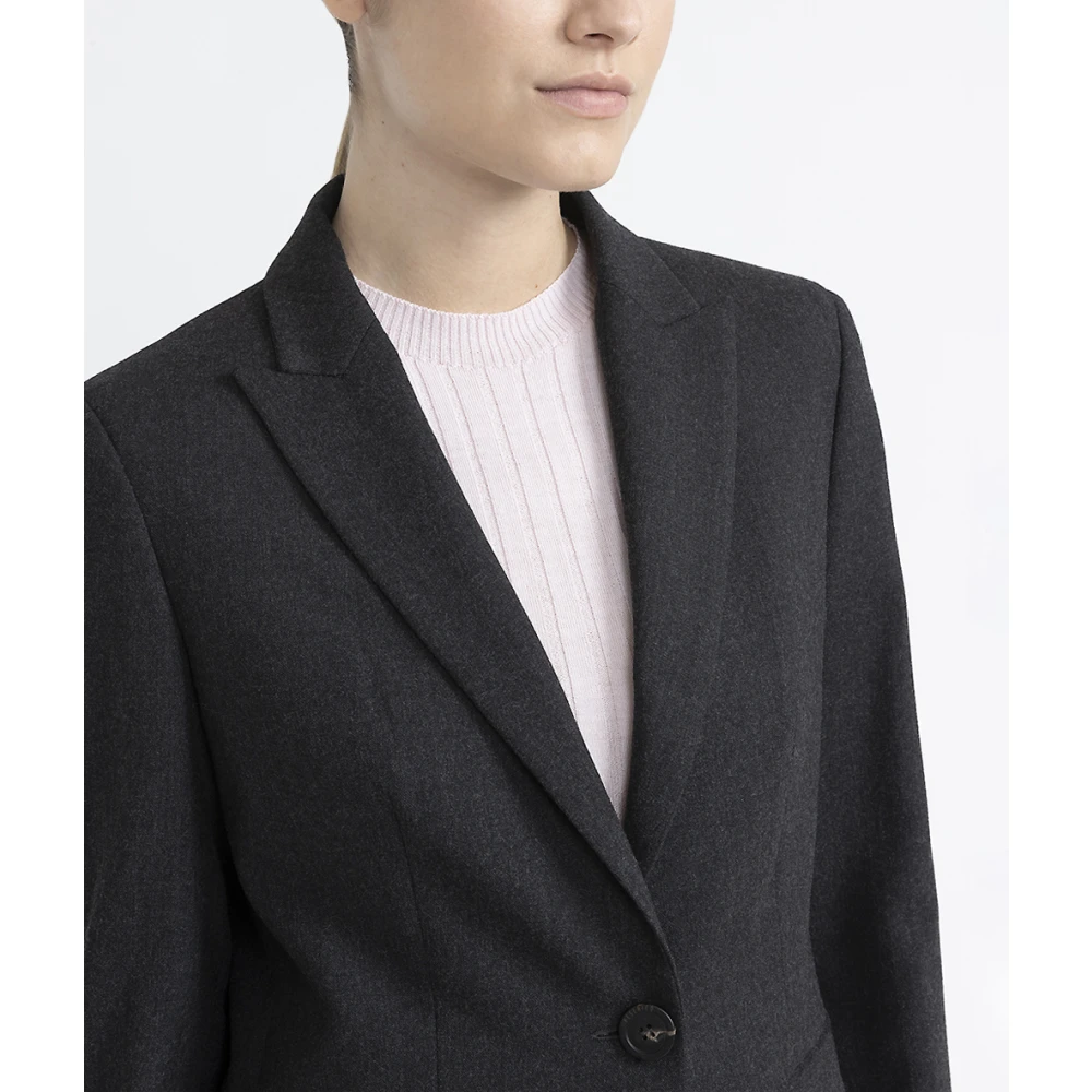 PESERICO Single-breasted blazer in technische wolflanel Black Dames