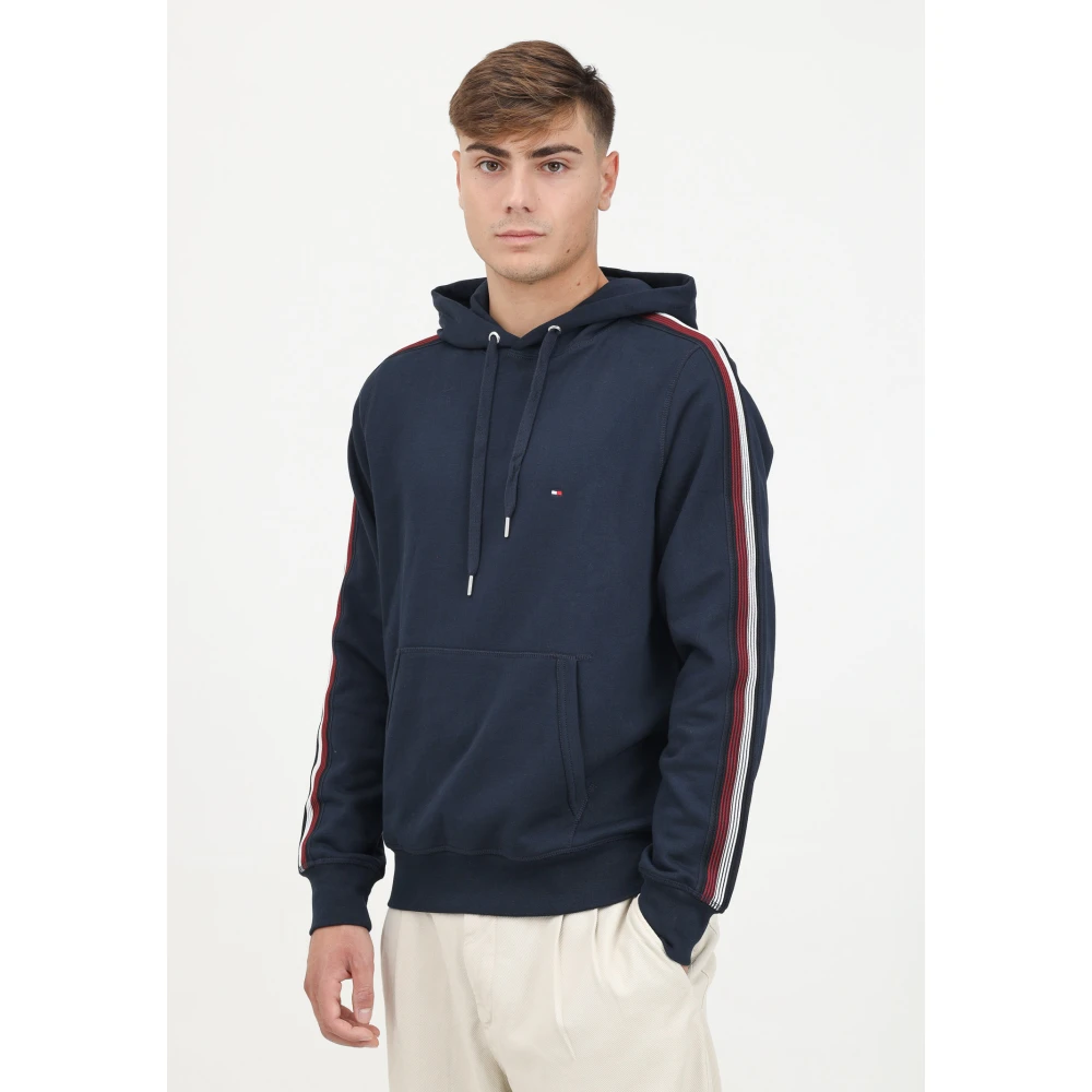 Tommy Hilfiger Gestreepte hoodie trui Blue Heren